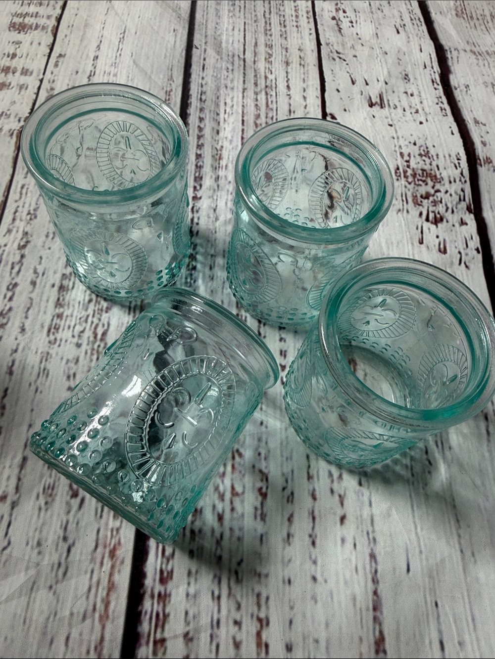 Aqua Embossed Glass Tumbler Set - 4-Pack